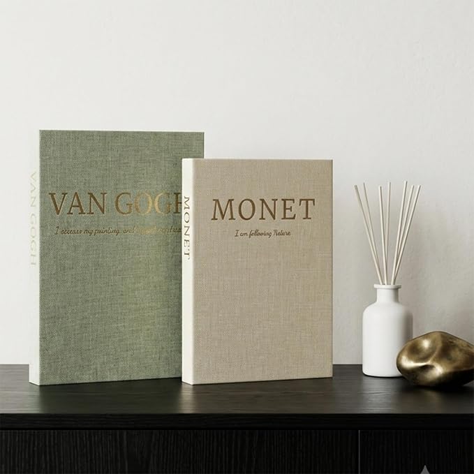 pipi&titi Neutral Linen Faux Decorative Books For Home Decor（Set of 2） | Stackable Fake Books for Coffee Table, shelf, entryway or Bedside ｜Hidden Storage Box for Remote , Photo & Tickets