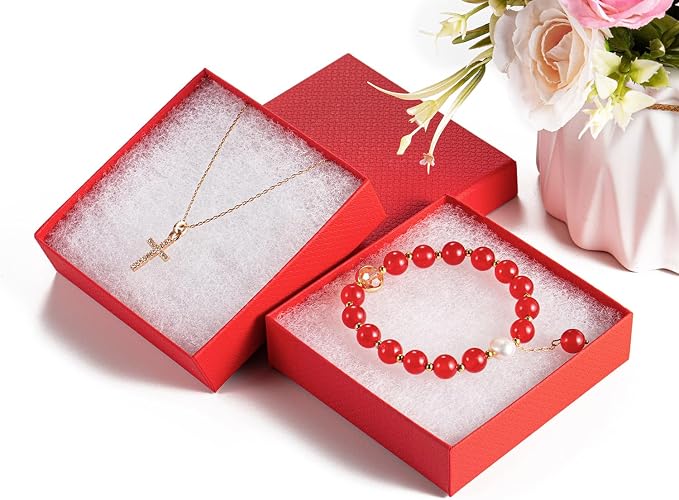 GEFTOL Jewelry Gift Boxes 40 Pack 3.5x3.5x1 Inch Cardboard Jewelry Boxes,Small Gift Boxes for Jewelry Earrings Necklaces Handmade Bangles Bracelets(Red)