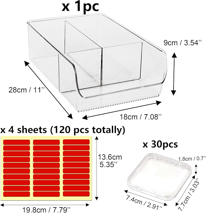 30 Pcs Press On Nail Storage Box Container False Nail Organizer Acrylic Display Case Packaging Box with a Large Stackable All-In-One Box and 120 Pcs Double Sided Adhesive Nail Display Tape