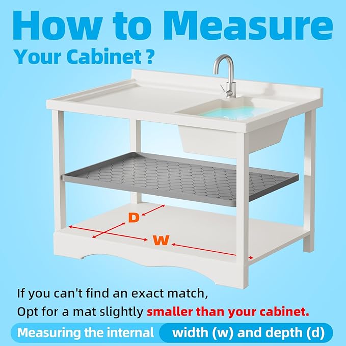 Winisok Silicone Under Sink Mat 22" x 22", kitchen Essentials and Gadgets, Shelf liner and Cabinet Protector, Home Organizers and Storage, Waterproof Bathroom Tray