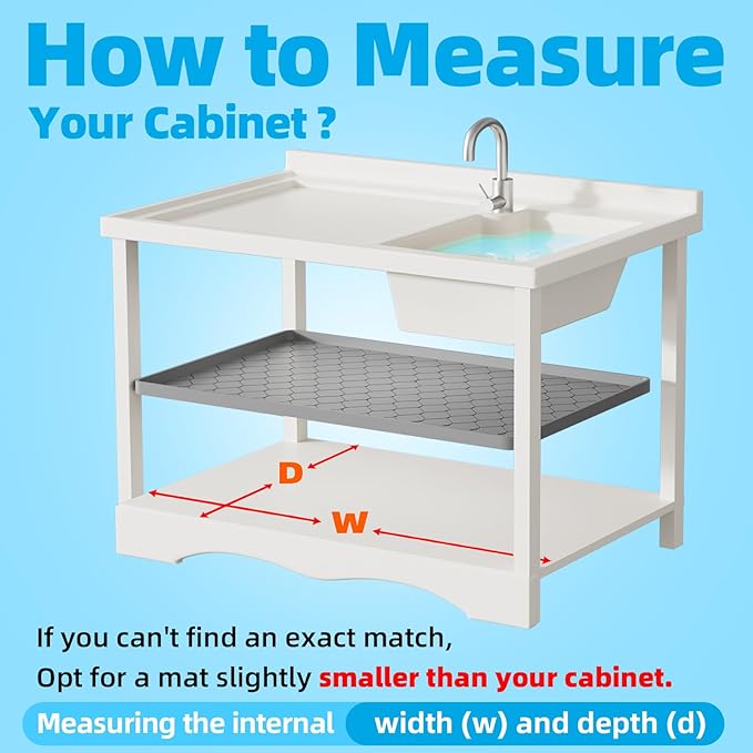 Winisok Silicone Under Sink Mat 37" x 19", kitchen Essentials and Gadgets, Shelf liner and Cabinet Protector, Home Organizers and Storage, Waterproof Bathroom Tray