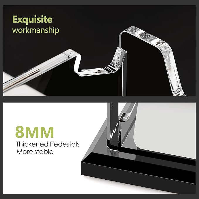 SANRUI Black Business Card Holder for Desk 2 Slot , Clear Acrylic Horizontal Name Card Stand for Women and Men, Desktop Organizer Display for Office Home Exhibition - 120 Card Capacity 1 Pack