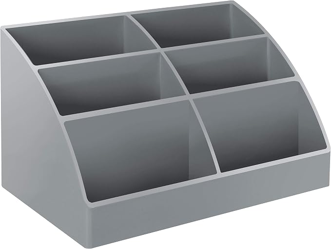 Acrimet Desktop Organizer - Easy Organizer Caddy Holder for Office, Home and School use (Plastic) (Silver Color)