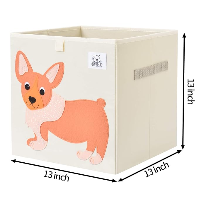 Foldable Animal Cube Storage Bins Fabric Toy Box/Chest/Organizer for Toddler/Kids Nursery, Playroom, 13 inch (Dog)
