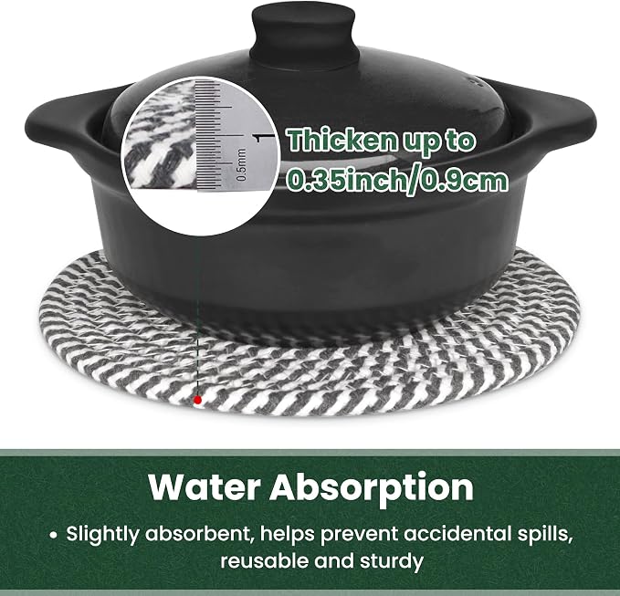 10 Inch Trivets for Hot Dishes, Hot Pots and Pans, 5 Pcs | Comes with Storage Basket, Extra Large Thick Heat Resistant, Large Coaster, Hot Pads, Pot Holders for Countertop