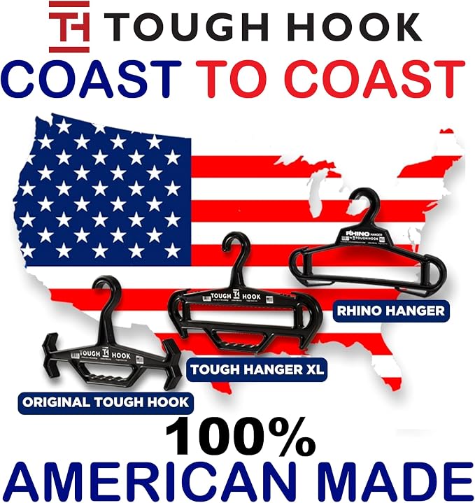 Tough Hanger XL - A Beast of a Hook – USA Made ABS Resin, X-Large | Police Gear, Scuba Gear & Dive BCD – 180-lb Cap Wetsuit DuraResin with Built in Carry Handle, The Indestructible Hanger, 1 Gray