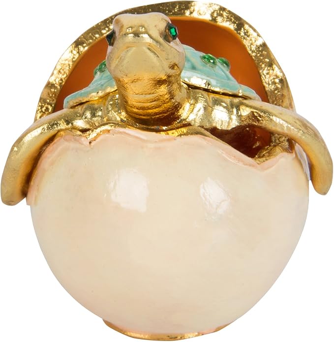 QIFU Hand Painted Sea Turtle Tortoise Decorative Hinged Enamel Trinket Box Unique Gift for Home Decor