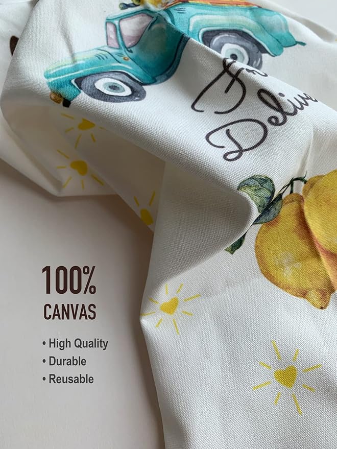 Hglian Farmhouse Grocery Bag Holder Cute Market Fresh Lemons Buffalo Check Truck Plastic bag Storage Organizer