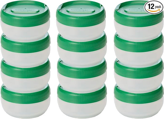 humangear STAX, Stackable Snack Containers - Leak-Proof Snack Travel System - FDA-Food Safe, BPA/PC/Phthalate-Free - Stackable & Click-Together Food Storage, Medium Short 12-Pack, Clear/Forest Green