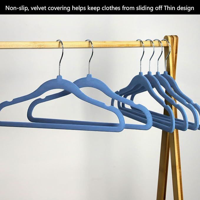 GoodtoU Velvet Baby Hangers Kids Hangers for Closet Infant Childrens Hanger Kids Clothes Hanger - Blue