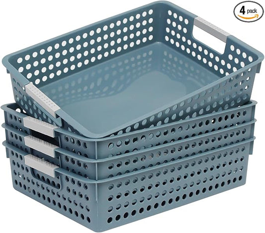 Soddeph A4 Paper Trays for Classroom with Grip Handles,Book Baskets for Library, Drawers, Office, Home,Desk,Turn in Trays Classroom Plastic Storage Baskets