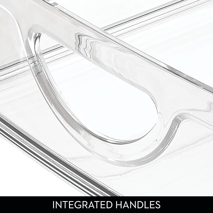 InterDesign iDesign Stackable Pantry Bin with Handles for Cabinets or Fridge, Clear, Made in USA (Pack of 4)