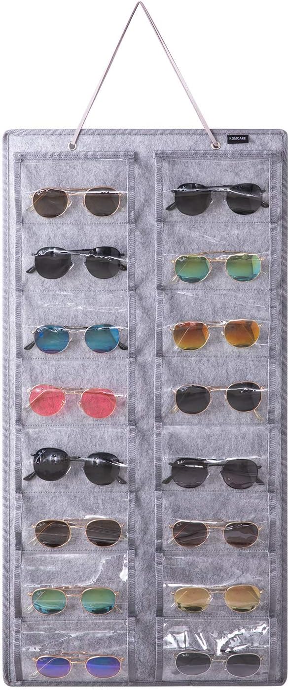 Sunglasses Organizer Storage - 16 Slots Glasses Storage Wall Pocket Display Hanging on Door, Eyewear Display, Dust-Proof