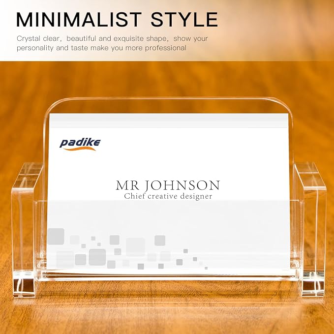 Padike Acrylic Business Card Holder Clear Business Card Stand,Premium Acrylic Clear Business Card Holder Desk Display
