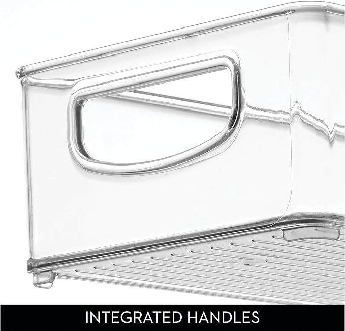 iDesign Slim Extra Long Clear Storage Bin, 2-Pack | Narrow, Stackable, Kitchen or Pantry Organizer