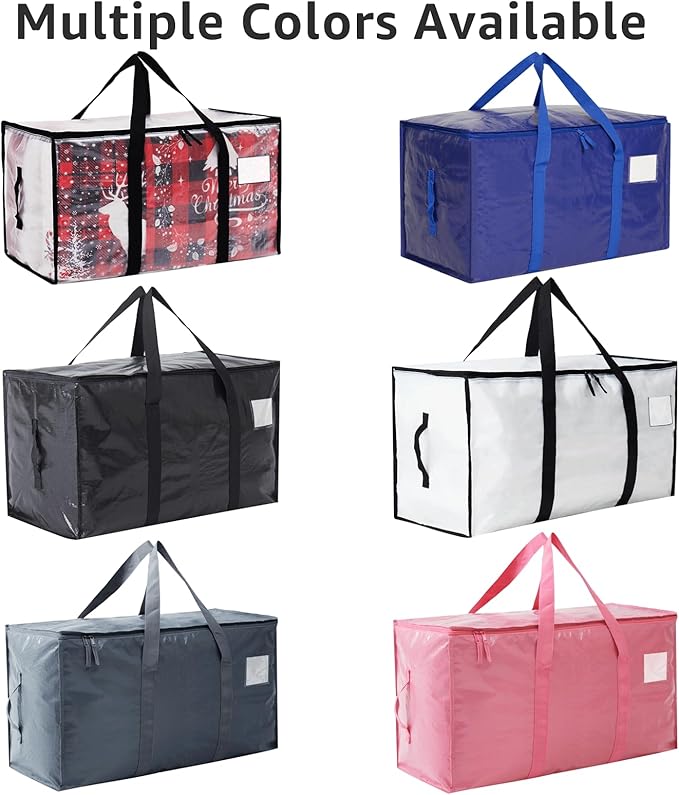 Moving Bags Heavy Duty Extra Large, Moving Boxes, Moving Supplies Essentials, Blue Storage Bins with Lids, Plastic Packing Totes, Storage Bags for Clothes with Handles & Zippers(White, 6 Pack)