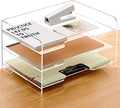 SANRUI Acrylic Paper Organizer Letter Tray for Desk, 3 Tier Enlarged File Sorter,Clear File Holder Desktop Shelf Document Storage for School Office Home