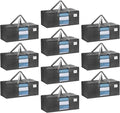 VENO 10 Pack Heavy Duty Moving Bags, Packing Bags with Clear Window, Alternative to Moving Boxes, Storage Bins for Clothes, Blankets, Comforters, College Dorm Essentials (Gray, 10 Pack)
