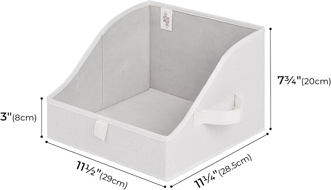 GRANNY SAYS Closet Storage Bins, Clothes Organizer and Storage Bins, Trapezoid Storage Boxes with Handles, Storage Baskets for Shelves, Pearl White, Medium, 3-Pack