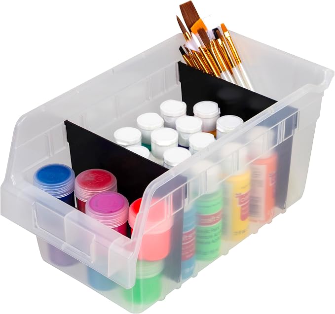 Akro-Mils 40030 Plastic Width Dividers for 6" Tall ShelfMax Shelf Bins Models 30090, 30098, and 30094, Custom Storage Inserts for Tools, Crafts & Supplies, 12-Pack, Black