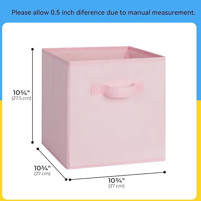 Cupic Cupid 11 Inch Storage Cube, Fabric Cube Storage Bin with Handles, Storage Cube Organizer for Clothes and Toys, Collapsible Cube Bins for Closet, Shelves, Nursery, 6-Pack, Pink Gradient