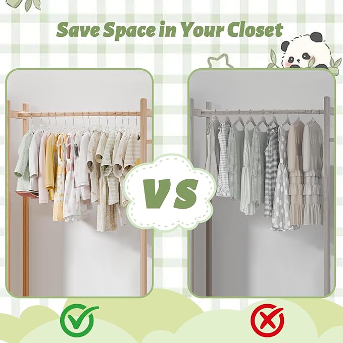ManGotree 12.8" Kids Velvet Hangers, Non-Slip Felt Baby Clothes Hanger, Cute Bear Hanger for Nursery, Space Saving Toddler Hangers for Children's Closet (20 Pack, White)