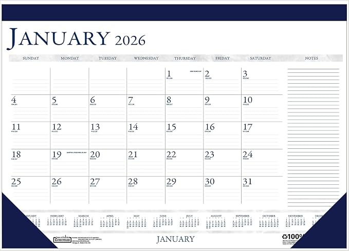 House of Doolittle 2026 Monthly Desk Pad Calendar, 22" x 17", Blue (164-26)