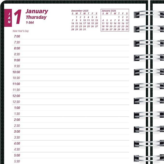 Brownline® 2026 DuraFlex Daily/Monthly Planner, Appointment Book, 12 Months, January to December, Twin-Wire Binding, 8" x 5", Black (CB634V.BLK-26)