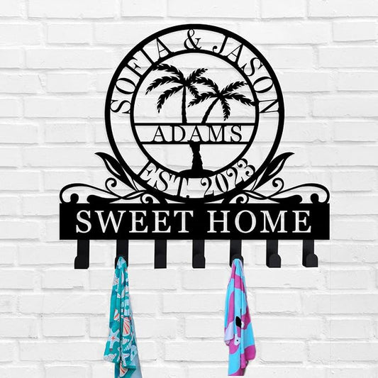 Personalized Palm Tree Key Holder for Wall, Key Hanger Decor for Kitchen, Entryway, Hallway, Office, Doorway Housewarming Gifts New Home