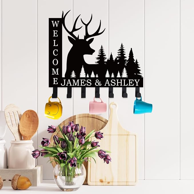 Antler Key Holder for Wall, Deer Head Key Hooks, Key Hanger Decor for Kitchen, Entryway, Hallway, Office, Doorway Housewarming Gifts New Home