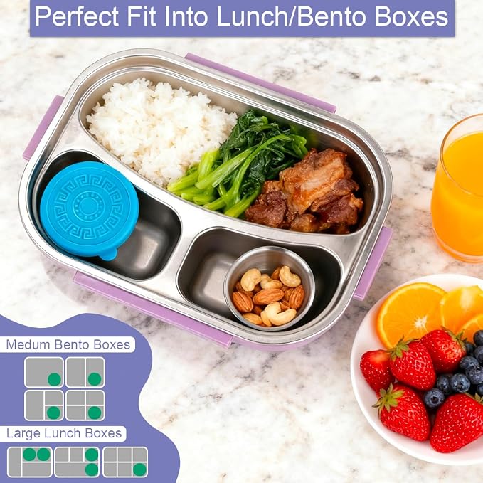 10 Pack 1.6 Oz Salad Dressing Containers To Go, Stainless Steel Small Condiment Containers with Lids, Reusable Leakproof Sauce Container Cups for Lunch Bento Box Picnic & Travel