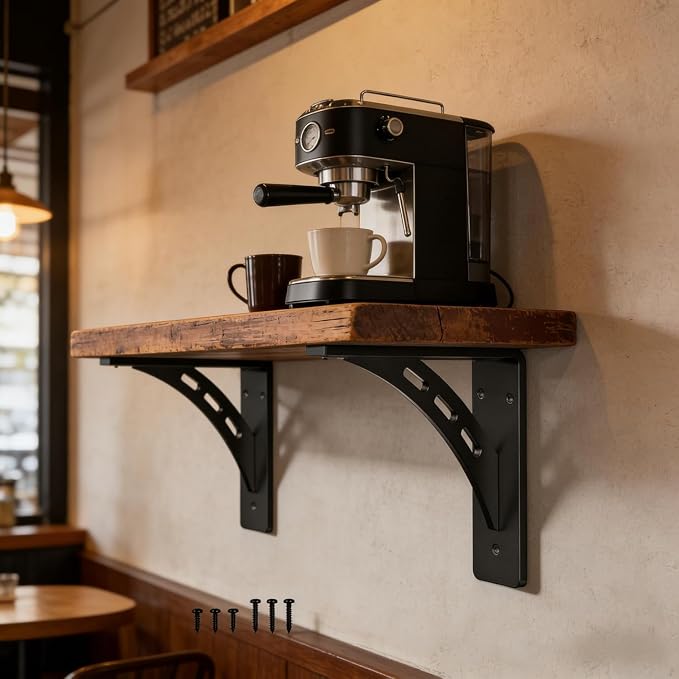 6 inch x 5 inch Heavy Duty Shelf Brackets ,Premium Alloy Metal Mantel Brackets (Set of 2) Fireplace Mantel Brackets - Countertop Support (6'' x 5 '')