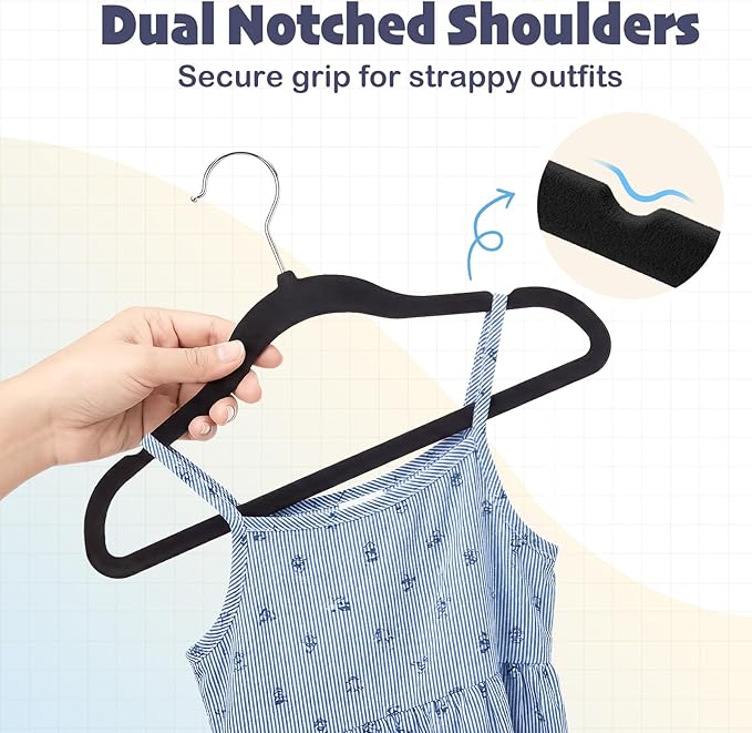 HOUSE DAY 11 Inch Velvet Baby Hangers 100 Pack Black, Premium Kids Hangers for Children, Infant & Toddler Clothes, Durable Non Slip Small Baby Felt Hanger for Closet, Ideal for Everyday Use