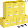 13x13 storage cube bins (Set of 10) Foldable Fabric storage cubes with 10 Labels Window Cards & a Pen,13 inch cube storage bins,Closet Organizers for Shelves,Cubby Organizer Boxes,Dark Yellow