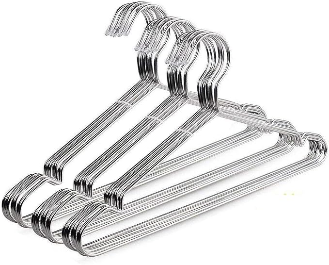 Stainless Steel Clothes Hangers 30 Pack, Space Saving Metal Closet Hangers with Shoulder Grooves, Heavy Duty Rust Resistant Hangers for Tank Tops, Cardigans, Shirts, Coats, Dorm and Outdoor Drying