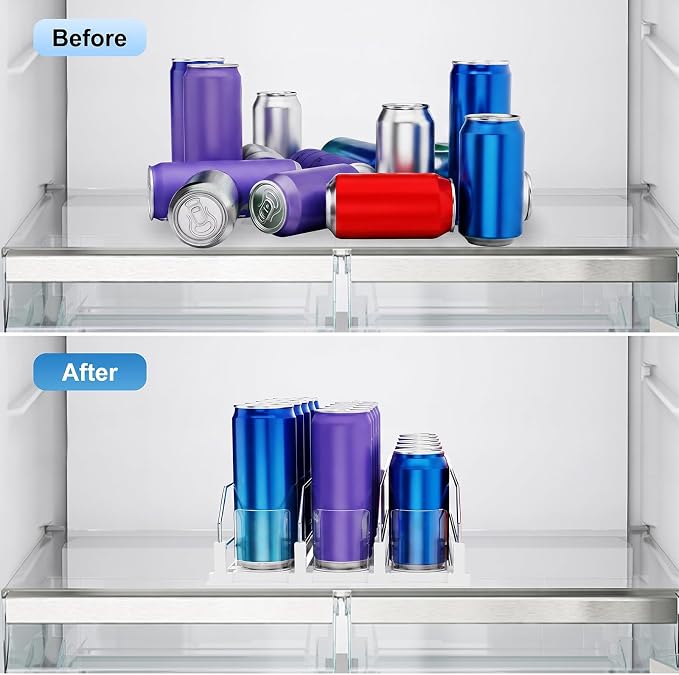 Dayacoco Drink Organizer,Soda Drink Dispenser For Fridge,Fridge Can Drink Organizer,12oz 16oz 20oz-Soda Automatic Dispenser For Fridge And Adjustable Width-Holds Up To 15 Cans,3 Rows
