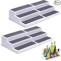 CiWiVOKi 3-Tier Expandable Spice Rack, Plastic Spice Rack Organizer for Cabinet, Adjustable Length, Non-Skid Spice Shelf Organizer for Kitchen Cabinet, Countertop or Pantry, 2 Pack, White/Grey