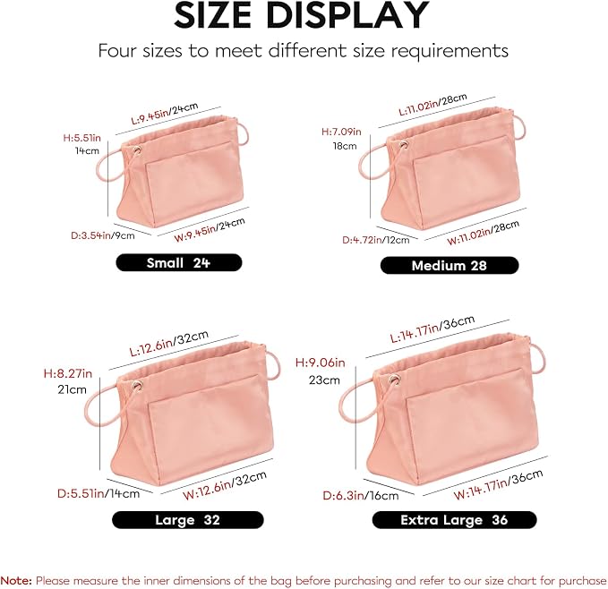 GIVLEFLY Purse Organizer Insert for Tote Bag, Satin Fabric Handbag Organizer with Multiple Pockets, Drawstring Bag Organizer Insert, Lightweight Bag Insert
