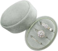 Velvet Oval Ring Box 3 Slots - Premium Wedding Three Rings Box Vintage Handmade Storage Jewelry Organizer for Proposal, Engagement, Wedding Ceremony, Christmas (Sage Green)