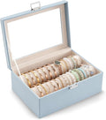 Lolalet Bracelet Display Holder with Rods for Bangles Watches, Clear Lid Jewelry Organizer Box Storage Case for Women Girls -Blue, 2 Rolls
