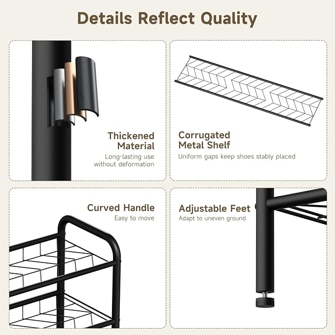 Shoe Rack,Long Shoe Organizer For Closet,Wide Shoe Storage For Entryway, 2 Tier Sturdy Metal Free Standing Shoe Shelf