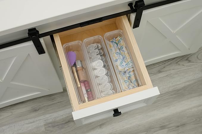 AB Designs Best Kept Plastic Storage Bins with Lids - Mixed Pack, 4 Long & 4 Small Home Organizer Storage Boxes with Lids, Clear