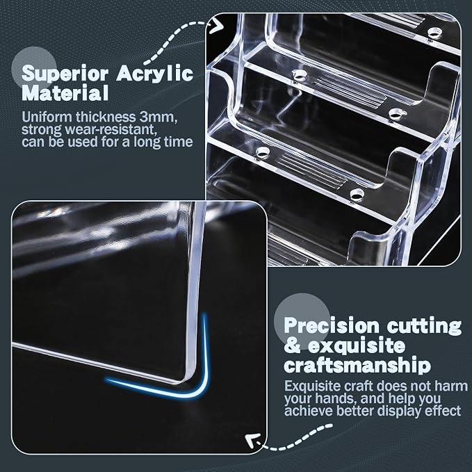 xydstay Acrylic Business Card Holder for Desk,4-Tier Clear Plastic Display Stand with 4 Pockets,ldeal for Office & Workspace Organization,2 Pack