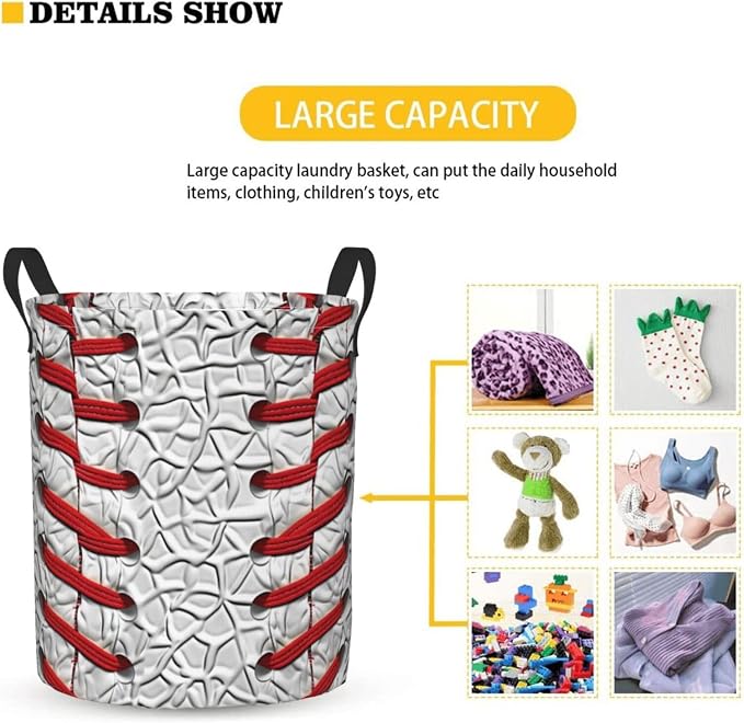 Baseball 1 Laundry Basket,Laundry Hamper,Collapsible Storage Bin, Oxford Fabric Clothes Baskets,Nursery Hamper For Home,Office,Dorm,Gift Basket