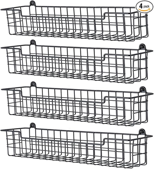Spice Rack Organizer Wall Mount, Spice Organization Storage Shelf for Cabinet Door, 4 Packs Wall Spice Rack Saving Space for Kitchen, Black