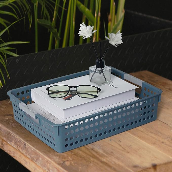 Soddeph A4 Paper Trays for Classroom with Grip Handles,Book Baskets for Library, Drawers, Office, Home,Desk,Turn in Trays Classroom Plastic Storage Baskets