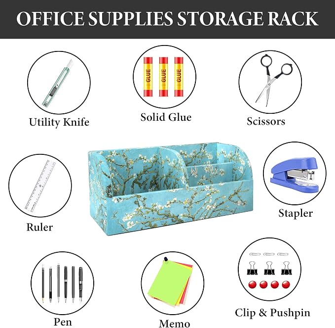 PU Leather Supply Organizer,Remote Control Holder Multifunctional Office Stationery Storage Box Organizer,Pencil Holders Organizers Table Top Desktop Desk Accessories(1-Peach Blossom)