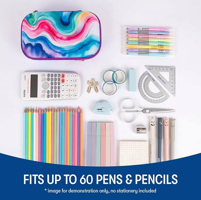 ZIPIT Aesthetic Pencil Box for Girls, Cute Pencil Case for School, Large Capacity Stationery Organizer Box