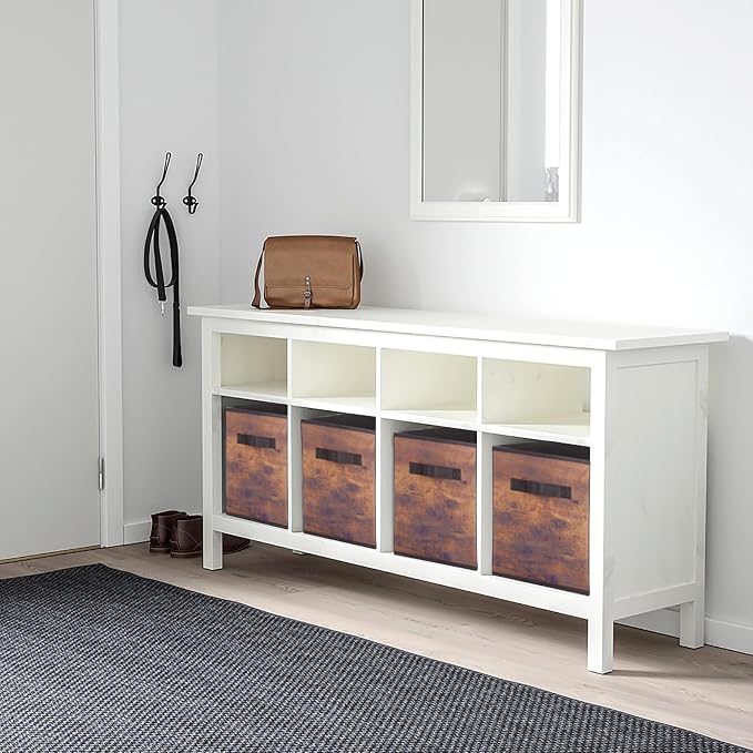 PowerKing Collapsible Storage Cubes with Handles, Fabric Foldable Bins for Closet Shelves, Durable Organization Storage Bins, 10.5'' x 11'' x 10.5'' (2Pack, Vintage Wood Grain)