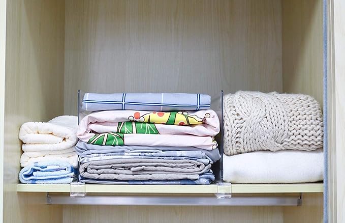 CY craft Acrylic Shelf Divider,Wood Shelf Dividers,Clear Closet Shelf Separators Clothing Organizer Perfect for Bedroom Shelving Organization and Kitchen Cabinet Shelf Storage,6 PCS